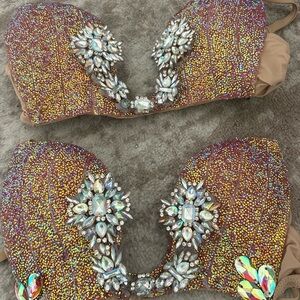 Sparkling Multicolor Embellished Bikini Top